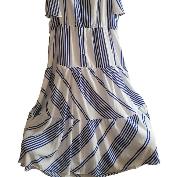 Brand New Ashley Stewart Belted Striped Maxi Dress Size 24 Blue and White - Picture 10 of 14